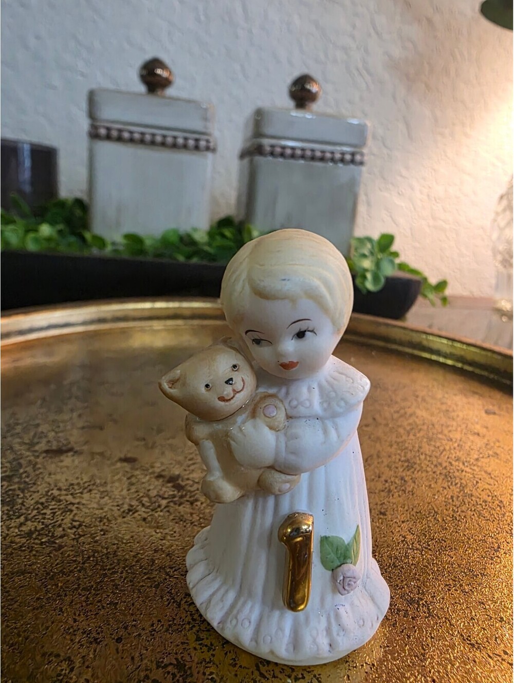 Enesco Growing Up Birthday Girls Age 1 Figurine 1981 Girl Teddy Bear Sri Lanka